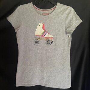 Mini Boden (johnnie b) Girl's Grey Roller Skate Graphic Tee